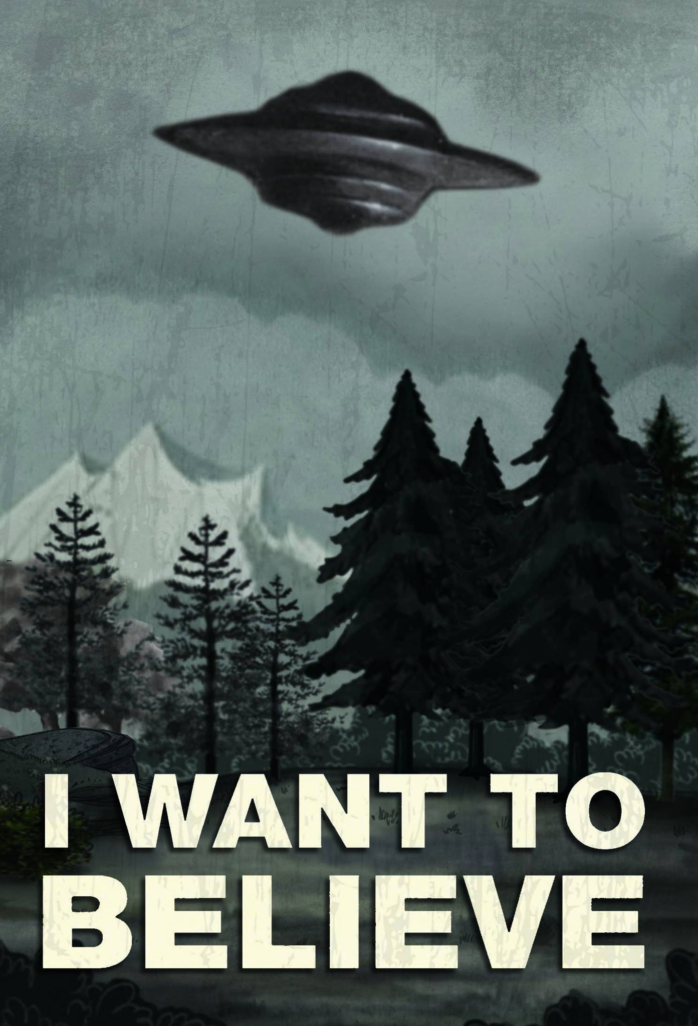 UFO Conspiracy Postcard "I Want To Believe"