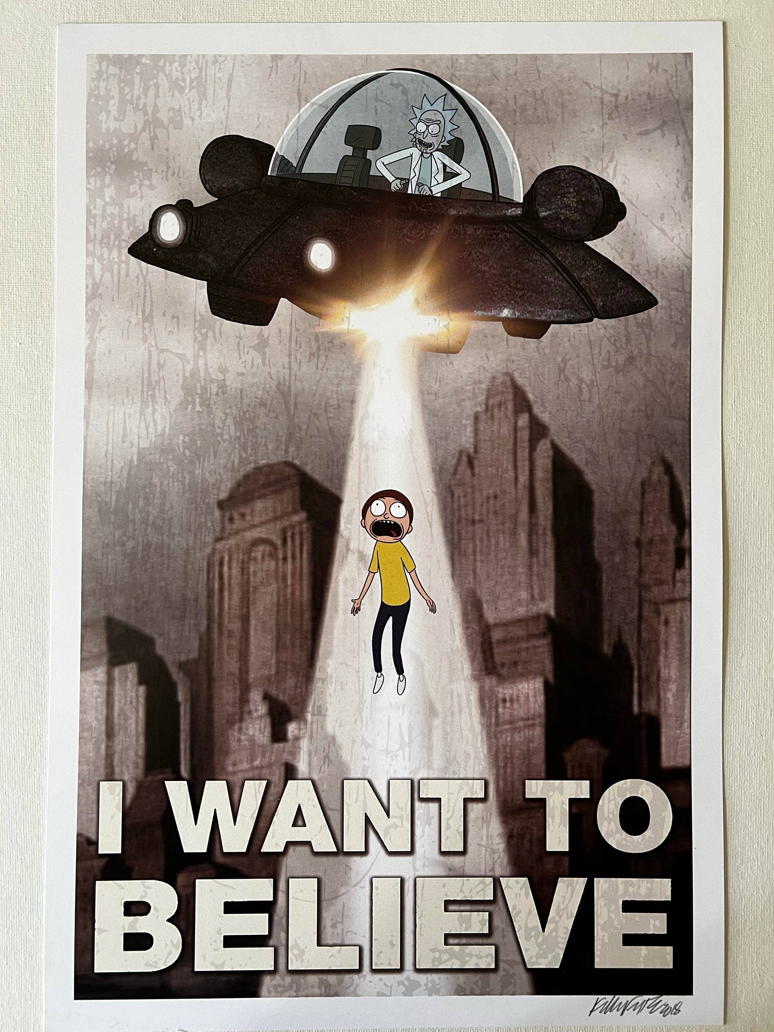UFO Rick and Morty - Morty Abduction 12x18 print