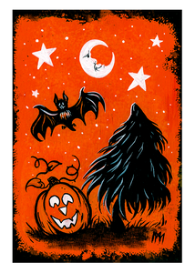 Orange Yule Tree Print