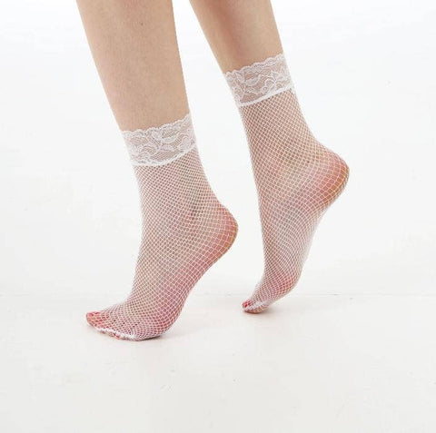 Lace Trim Fishnet Ankle Socks