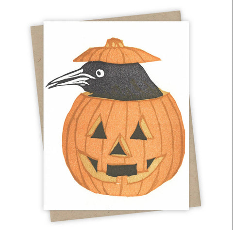 Jack-o-lantern Grackle Card